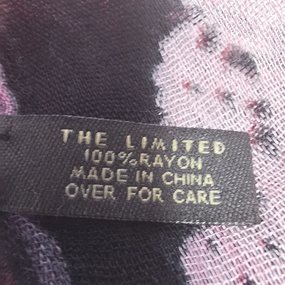 The Limited Scarf Womens OS Pink Orange Floral Lightweight Rayon Fringe Wrap